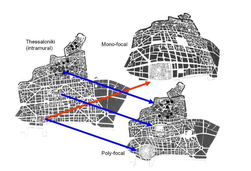 3 των Kadmon και Schlomi του 1978 και οι απεικονίσεις της Θεσσαλονίκης της Μπούτουρα του 1994 στην Εικόνα 2.4. Εικόνα 2.3. «Πολυεστιασμένος» (poly-focal) παγκόσμιος χάρτης (Kadmon and Schlomi, 1978) Εικόνα 2.