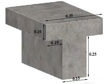 Σ ε λ ί δ α 61 3.1 και συγκεκριμένα με πλάτος κορμού (b w ) 150mm, πλάτος πλάκας (b) 350mm, ύψος (h) 350mm και πάχος πλάκας (h f ) 100mm. Σχήμα 3.1 Γεωμετρική μορφή δοκιμίου με διαστάσεις διατομής.