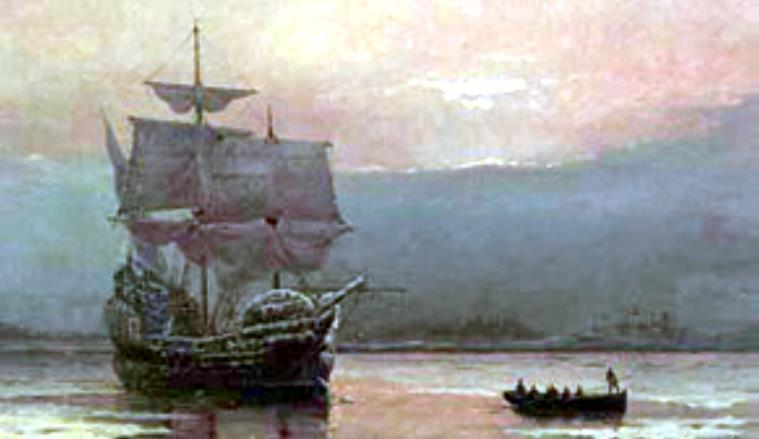 Το πλοίο Μεϋφλάουερ που μεταφέρει α- ποίκους στον Νέο Κόσμο το 16