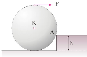 Η σφαίρα του διπλανού σχήματος έχει μάζα, ακτίνα και το εμπόδιο έχει ύψος.