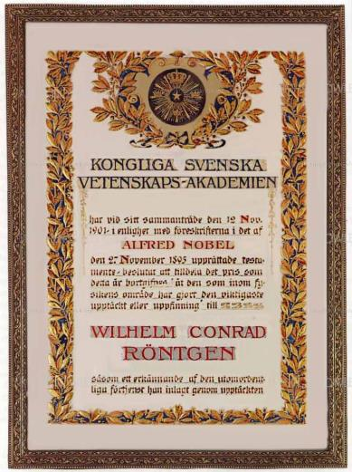 Nobel στη Φυσική 1901 in recognition of the extraordinary services he has rendered