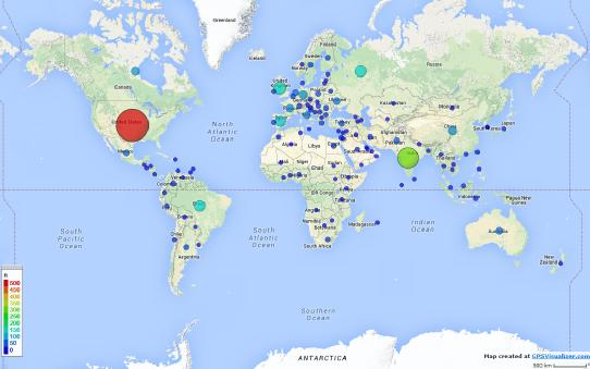 Εικόνα 14 Χάρτης με τα ενεργά MOOCs ανα τον πλανήτη Η εκκίνηση Veduca ξεκίνησε τις πρώτες MOOCs στη Βραζιλία, σε συνεργασία με το Πανεπιστήμιο του Σάο Πάολο, τον Ιούνιο του 2013.