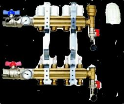 Razdelnik sabirnik - komplet, ravni sa ventilom za termostatsku regulaciju i sa regulatorom protoka 1-6 Kruga 1-8
