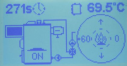 3 Po zapnutí kotla režim horenia Do režimu horenia sa kotol dostane po prekročení teploty odstavenia od teploty spalín ( end) +10 0 C. V tomto režime čerpadlo pracuje pulzne.