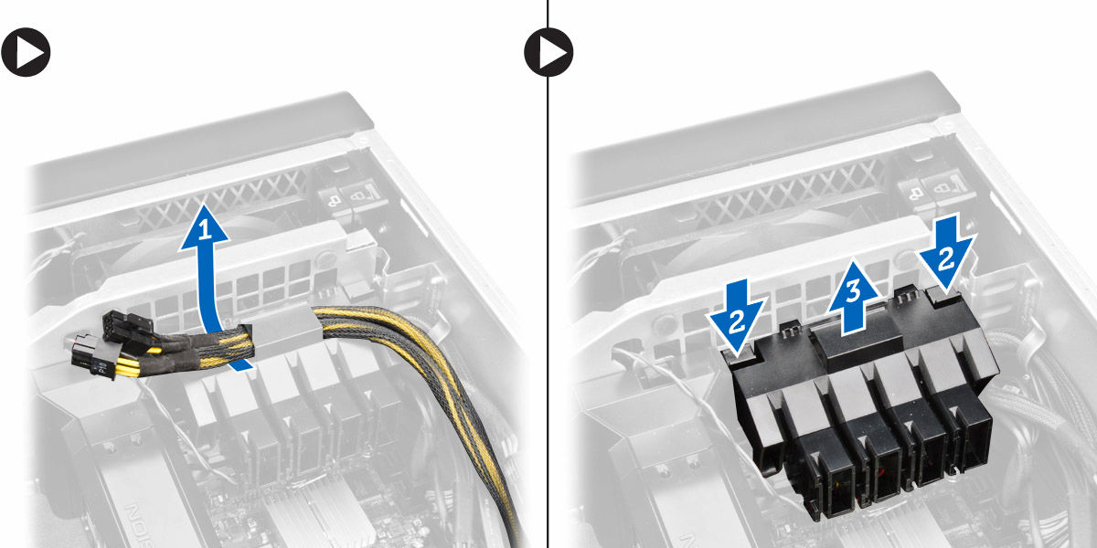 Αφαίρεση της θήκης συγκράτησης καρτών PCIe 1. Ακολουθήστε τις διαδικασίες που παρατίθενται στην ενότητα Πριν από την εκτέλεση εργασιών στο εσωτερικό του υπολογιστή σας. 2.