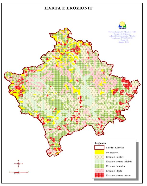 Gjendja e Ujërave në Kosovë Harta 17: Zonat erozive 5.2 PËRMBYTJET Mbrojtja nga përmbytjet dhe rregullimi i regjimit ujor kërkojnë qasje serioze dhe afatgjate.
