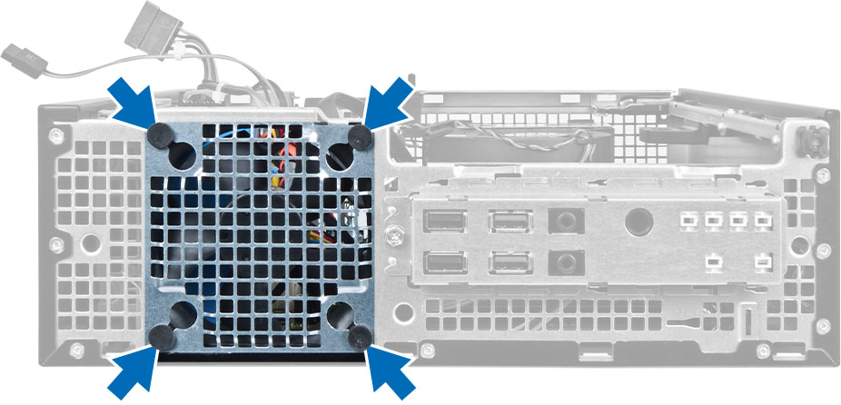 Τοποθετήστε τον ανεμιστήρα του συστήματος μέσα στο πλαίσιο του υπολογιστή. 2.