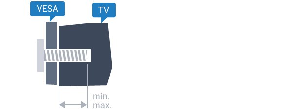 Ρύθμιση Βεβαιωθείτε ότι οι μεταλλικές βίδες, που χρησιμεύουν για τη στερέωση της τηλεόρασης σε βραχίονα συμβατό με τα πρότυπα VESA, εισέρχονται περίπου 10 χιλ.