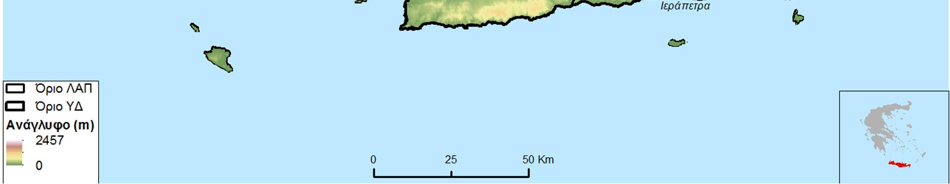 Σύμφωνα με την απόφαση 706/16-7-2010 (ΦΕΚ 1383Β/2-9-2010 & ΦΕΚ 1572Β/28-9-2010), της Εθνικής Επιτροπής Υδάτων στο Υδατικό Διαμέρισμα της Κρήτης περιλαμβάνονται οι ακόλουθες τρείς (3) Λεκάνες Απορροής