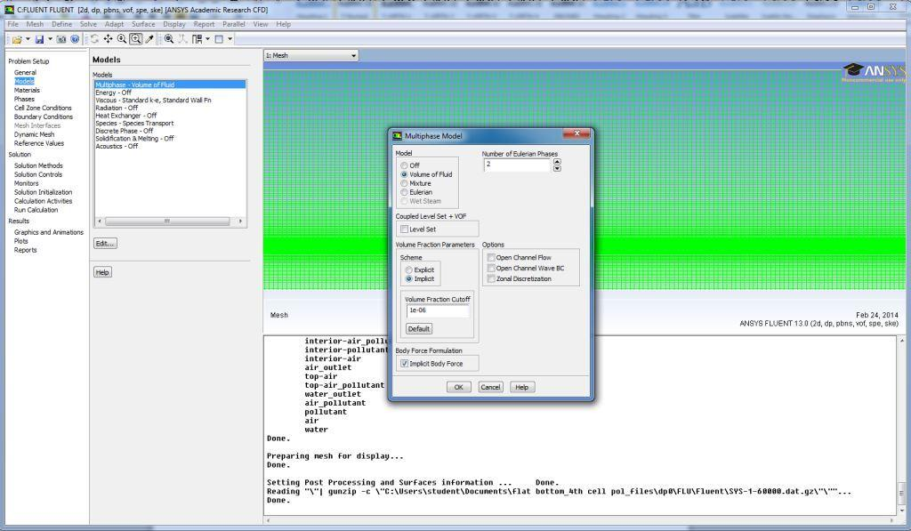 Problem Setup Models Multiphase και πατάμε Edit.