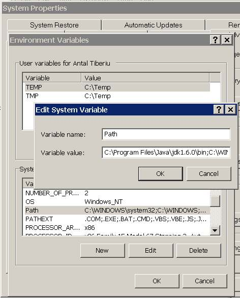 Instalrea şi configurarea JDK J2SE 1. Descărcare J2SE de la http://java.sun.com/j2se: jdk-6-windows-i586.exe 2. Instalare JDK în C:\Program Files\Java\jdk1.6.0 3. Despachetare surse (src.