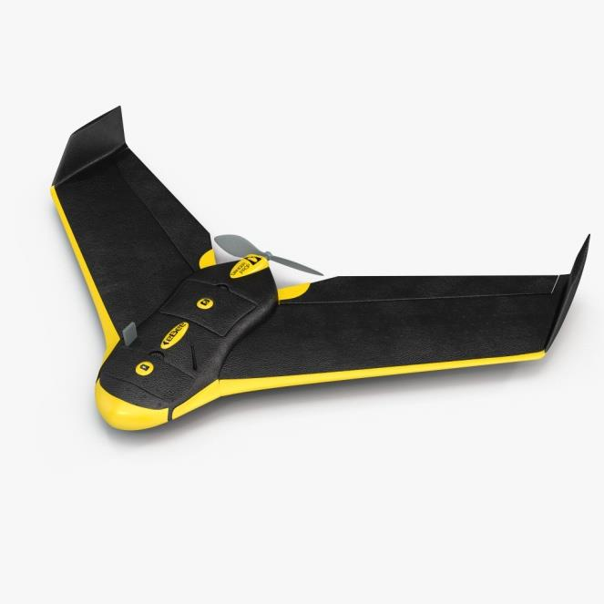 Εικόνα 2. UAV Ebee της εταιρείας Sensefly Η φωτογραφική μηχανή που χρησιμοποιήθηκε είναι η Canon PowerShot ELPH 110HS με ανάλυση 16.1mp, διαστάσεις αισθητήρα 6.17x4.63mm, pixel size αισθητήρα 1.