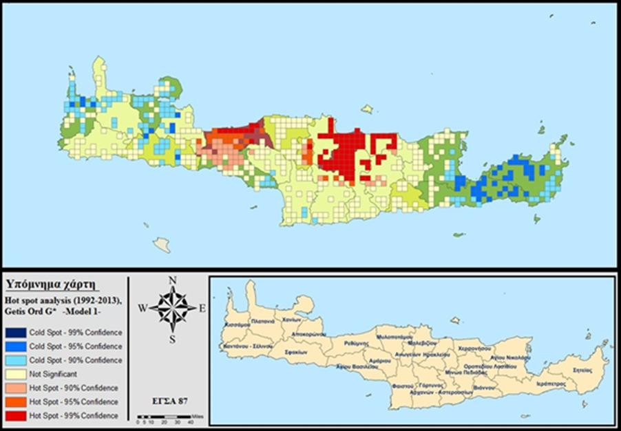 Αποτελέσματα (ΙV) Εικόνα 5: Hot-spot analysis, 1992-2013 (Περιπτώσεις