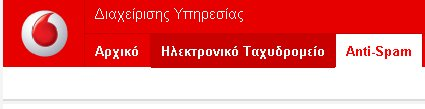 2 Πρόσβαση στην Πύλη Προστασίας από Ανεπιθύμητη Αλληλογραφία Αφού εισέλθετε στην πύλη Διαχείρισης Υπηρεσίας της Vodafone, επιλέξτε την καρτέλα Anti- Spam για να εισέλθετε.