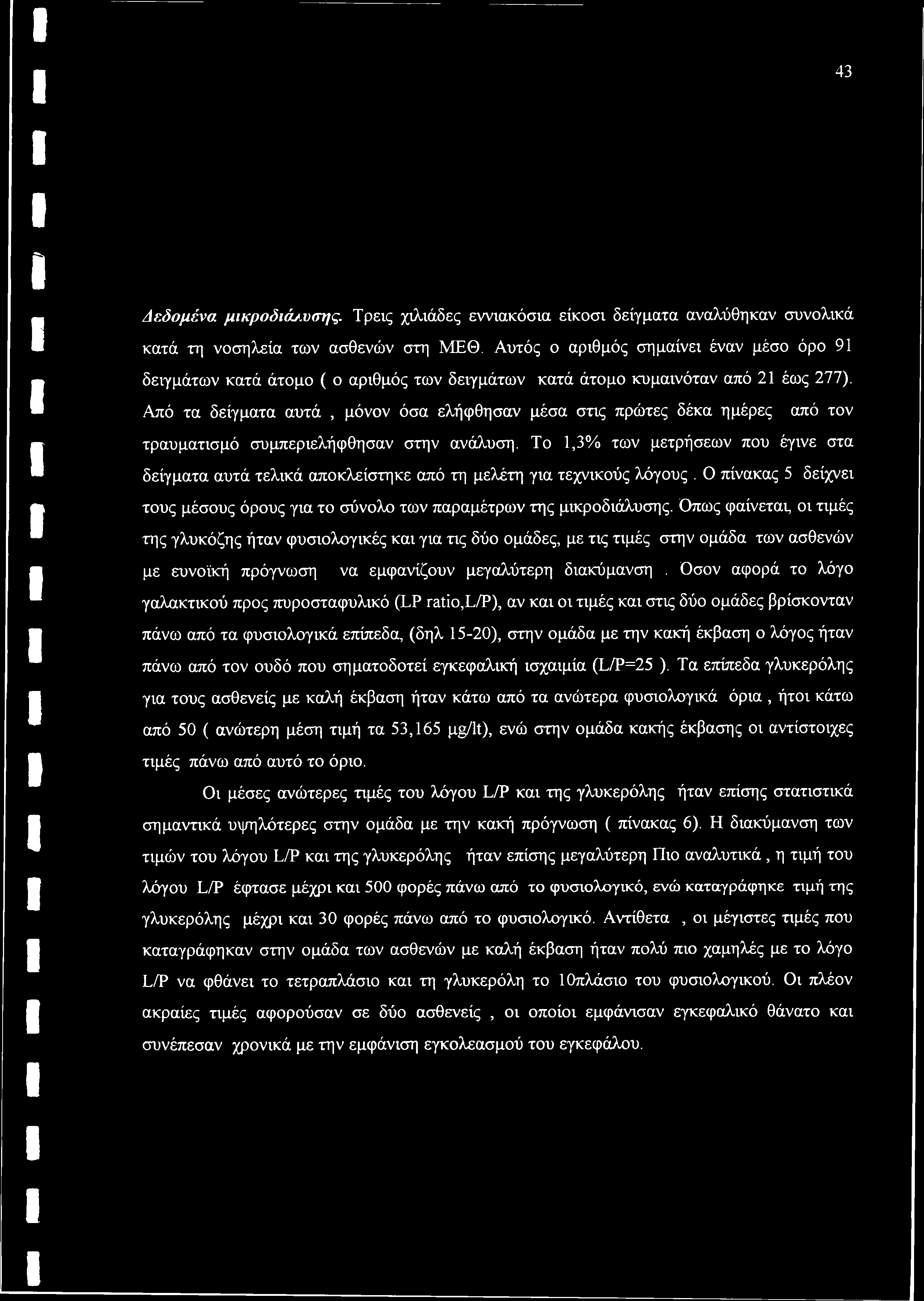 Από τα δείγματα αυτά, μόνον όσα ελήφθησαν μέσα στις πρώτες δέκα ημέρες από τον τραυματισμό συμπεριελήφθησαν στην ανάλυση.