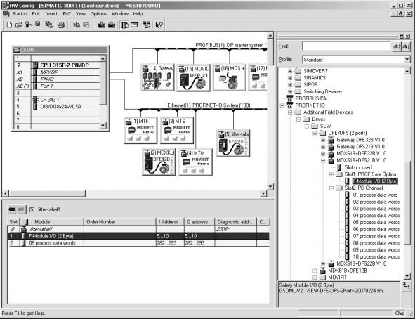 Διαμόρφωση με PROFINET Διαμόρφωση του PROFIsafe με το STEP7 7 7.5.2 Διαμόρφωση των ιδιοτήτων PROFIsafe Θα χρειαστεί να προσαρμόσετε τη διαμόρφωση του HW-Konfig στη δική σας εφαρμογή.