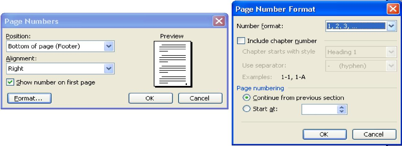 u meniju kliknite na Insert Page Numbers, i otvoriće vam se dijalog Page Numbers sl.26. u dijaogu možete izvršiti sljedeća podešavanja: Slika 26.