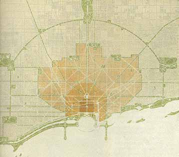 δίκτυο της Βοστώνης και οι πράσινοι άξονες στο πολεοδομικό σχέδιο του Σικάγο Η