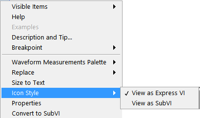 Εικόνα 67: Το Shortcut menu του αντικειμένου Spectral Measurements στο