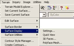 ΑΠΕΙΚΟΝΙΣΗ ΜΕ ΠΡΟΕΠΙΣΚΟΠΗΣΗ Αφού δηµιουργηθεί και επιλεγεί η επιφάνεια, από την καρτέλα Terrain επιλέγουµε Surface Display και Quick View (Εικ. 4.1(ζ)).