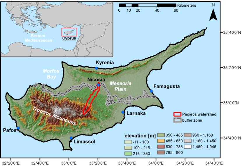 Πηγάζει από τη BA πλευρά του Τροόδου H