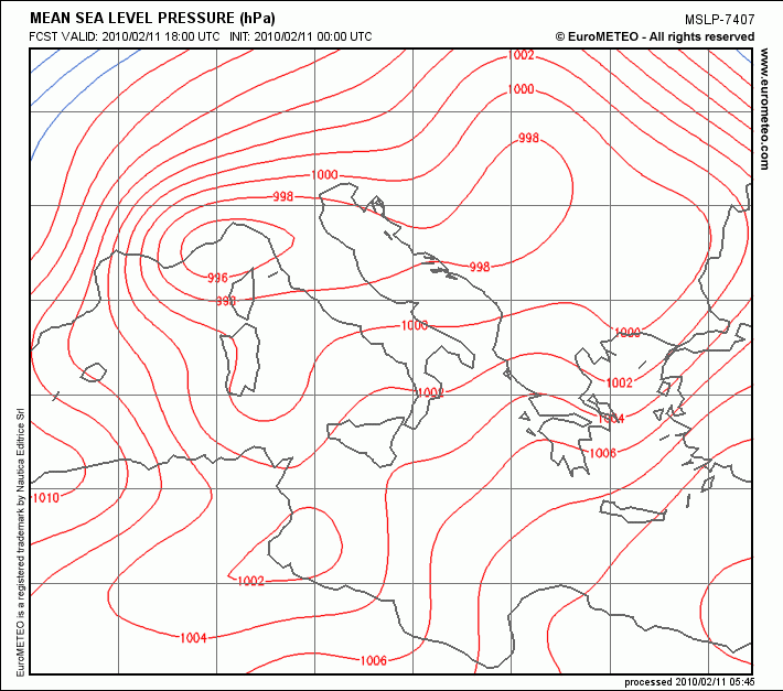 Izobarske karte Izobara od 1013 mbar predstavlja normalni atmosferski pritisak.