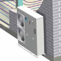 V prípade tohto systému vychádzajú z vonkajšej jednotky do vnútra namiesto potrubí s chladivom priamo vodné potrubia, čo výrazne urýchľuje montáž a
