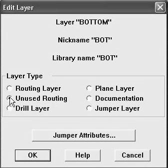 Πίνακας με τα Layers Αλλαγή σε Unused Με διπλό κλικ στο κουτί Layer Type από το Layer BOTTOM θα