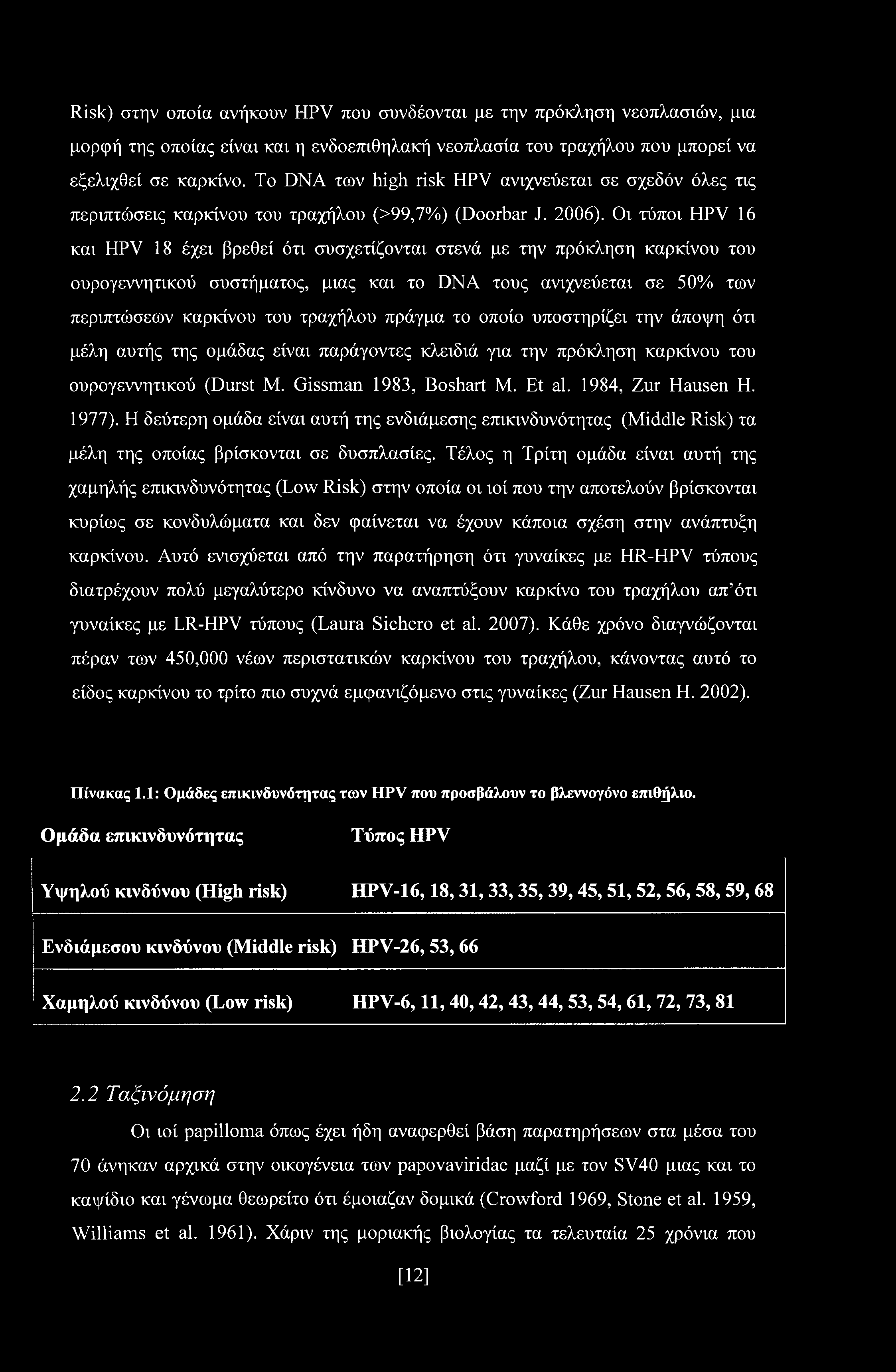 1977). Η δεύτερη ομάδα είναι αυτή της ενδιάμεσης επικινδυνότητας (Middle Risk) τα μέλη της οποίας βρίσκονται σε δυσπλασίες.