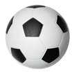 Description: Μικρή µαλακή µπάλα ποδοσφαίρου από αφρώδες πλαστικό σε µαύρο και άσπρο. Οι µπάλες είναι µεγέθους περίπου 9 cm και διατίθενται σε πλαστική σακούλα.