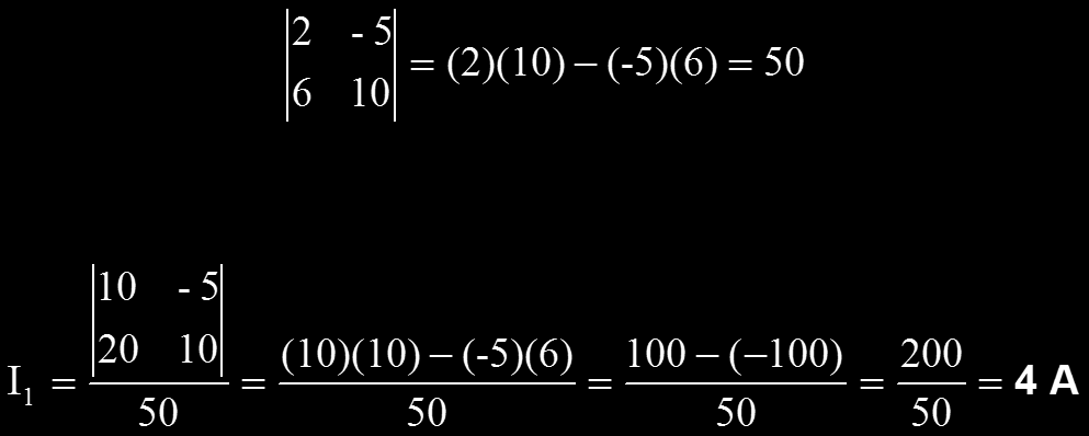 1-5I 2 = 106I 1 + 10I 2 =20.