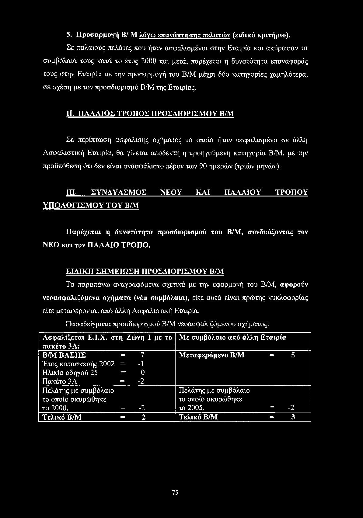 δύο κατηγορίες χαμηλότερα, σε σχέση με τον προσδιορισμό Β/Μ της Εταιρίας. II.