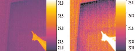 Figura 2.4: Reglarea scalei de temperatura Ajustati manual scala temperaturilor. In acest fel puteti imbunatati gradientul de temperatura sau de culoare al imaginii termice. (Vezi Fig. 2.4).