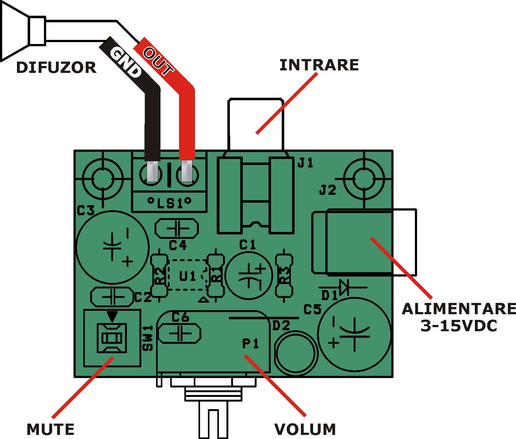 Atenuare MUTE 70dB Impedanță de intrare 100KΩ SVR 40dB (Supply Voltage Rejection) Răspuns în frecvență 100 Hz - 10 khz Funcţionare Proiectat iniţial pentru a fi folosit