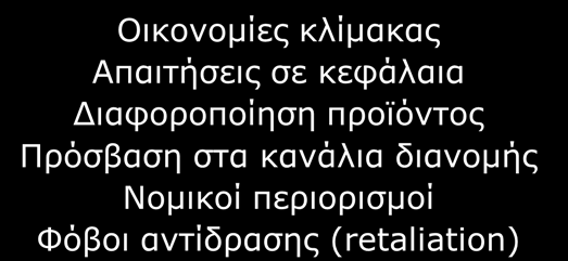 Επεξήγηση Πέντε Δυνάμεων (1/2) Νέοι Ανταγωνιστές Οικονομίες