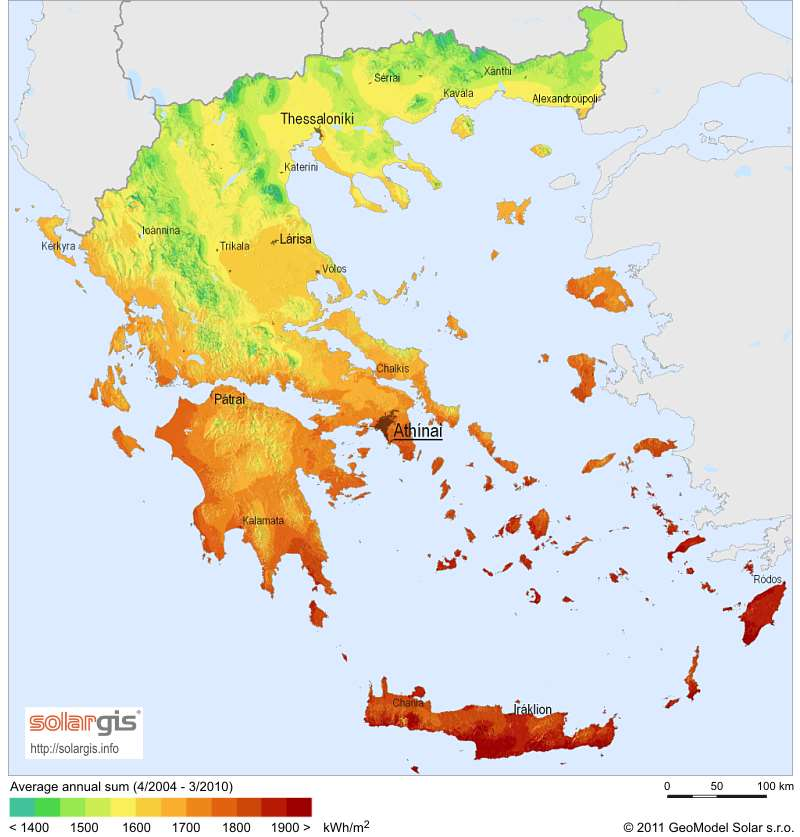 1.5 Ηλιακή ακτινοβολία στην Ελλάδα Η Ελλάδα βρίσκεται στην τρίτη ζώνη ώρας (GMT + 2) ανατολικά του Greenwich με γεωγραφικά πλάτη από 35 ως 41 περίπου και γεωγραφικά μήκη από 20 ως 30 περίπου.