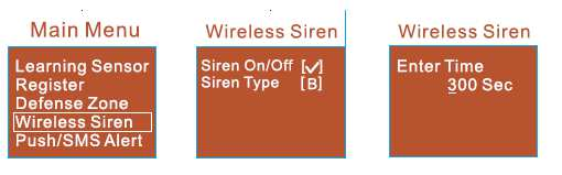 Κωδικοποίηση Ασύρματης Σειρήνας Η κωδικοποίηση των ασύρματων σειρήνων γίνεται με την παρακάτω διαδικασία: 1. Πρίν κωδικοποιήσουμε την σειρήνα, πατάμε στο wireless siren. 2.