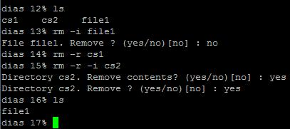 rm rm i file1 Διαγραφή του αρχείου «file1», ζητώντας επιβεβαίωση rm r cs1