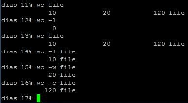 wc wc file Μέτρηση του αριθμού των γραμμών, των λέξεων και των χαρακτήρων του αρχείου «file» wc l file Μέτρηση μόνο του αριθμού των γραμμών του
