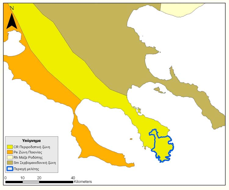 ζώνη (Εικόνα 3.2). Σύμφωνα με το γεωλογικό χάρτη της περιοχής (ΙΓΜΕ, Φύλλο Χάρτη Σιθωνία 1:50.