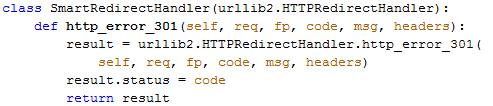Redirect Handlers class urllib2.httpredirecthandler: Ο default redirect handler για redirects.