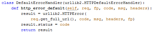 Error handlers class urllib2.httpdefaulterrorhandler: Ο default error handler για HTTP error responses.