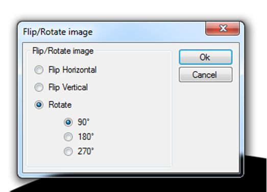 Μέσω του μενού TOOLS μπορούν να εκτελεστούν οι παρακάτω εντολές. Flip / rotate image Σχήμα 22: Λογισμικό ΟPTIKA VISION LITE 2.1.