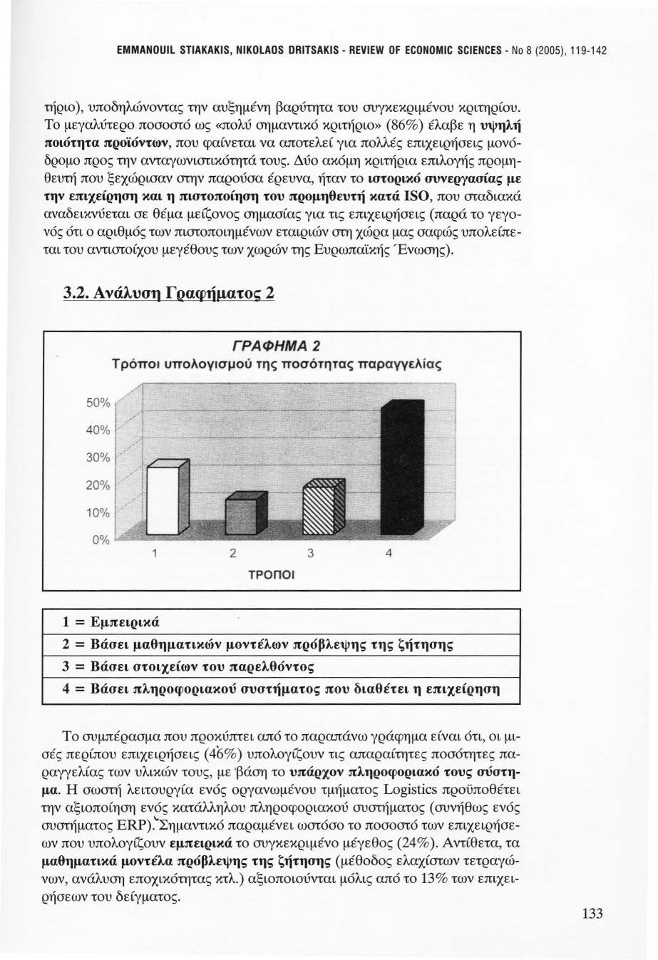 EMMANOUIL STIAKAKIS, NIKOLAOS DRITSAKIS - REVIEW OF ECONOMIC SCIENCES - Νο 8 (2005), 119-142 τήριο ), υποδηλώνοντας την αυξημένη βαρύτητα του συγκεκριμένου κριτηρίου.