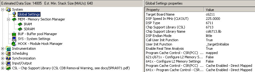 Σύστημα (System) General hardware settings for the DSP.