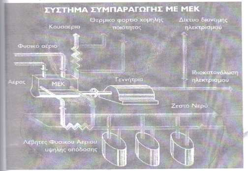 θερμικού φορτίου με την μορφή ζεστού νερού, το οποίο χρησιμοποιείται σε άλλα σημεία της μονάδας, κυρίως για θέρμανση χώρων.