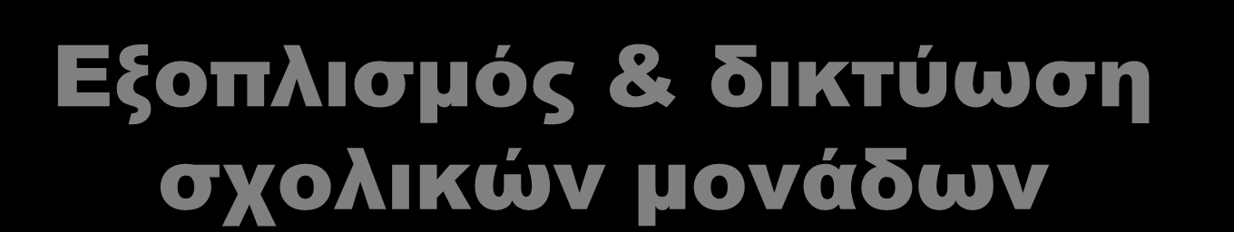 Εξοπλισμός & δικτύωση σχολικών μονάδων Τπνινγηζηηθόο εμνπιηζκόο ζρνιηθώλ κνλάδσλ κε ππνινγηζηηθά, δηθηπαθά, θαη νπηηθναθνπζηηθά ζπζηήκαηα Σσλ ζρνιηθώλ κνλάδσλ ηεο Αβάζκηαο Δθπαίδεπζεο Σσλ ζρνιηθώλ