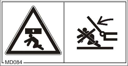 Γενικές οδηγίες ασφαλείας MD 084 Κίνδυνος σύνθλιψης για όλο το σώμα από μέρη του μηχανήματος που περιστρέφονται από πάνω προς τα κάτω!