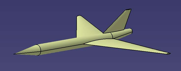 Σχήμα 6-6,β: Ενδεικτική γεωμετρία του μικρού υπερηχητικού αεροσκάφους για ένα σύνολο των προαναφερθέντων μεταβλητών σχεδιασμού, από τη διδακτορική διατριβή της κ. Β. Ασούτη [19].