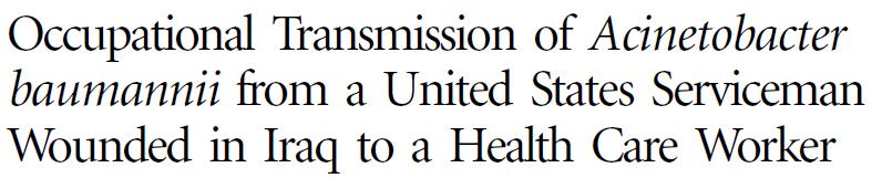 Εμείς κινδυνεύουμε; Επαγγελματική μετάδοςη Acinetobacter baumannii από